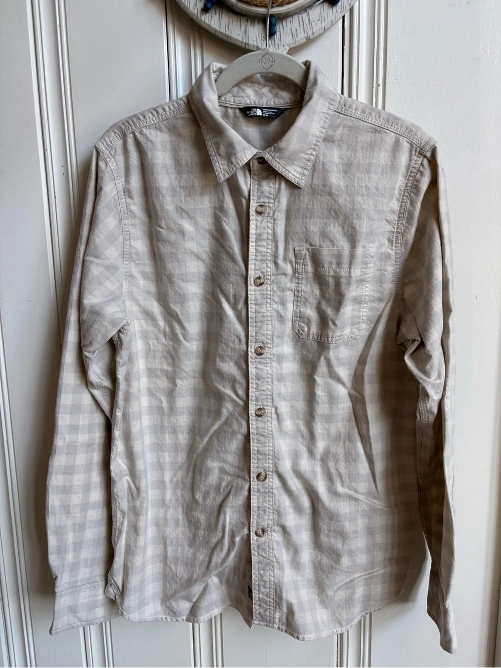 The North Face Men’s Light Gray Plaid Button-Down Shirt